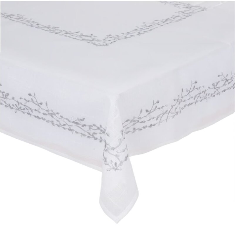 Obrus MY HOME Silver Garden 130 x 160 cm Biało-srebrny