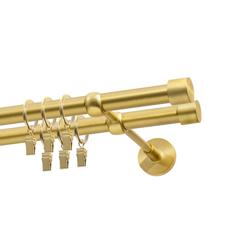 Karnisz DECASTYL Luna z kółkami podwójny 480 cm Mosiądz Satyna