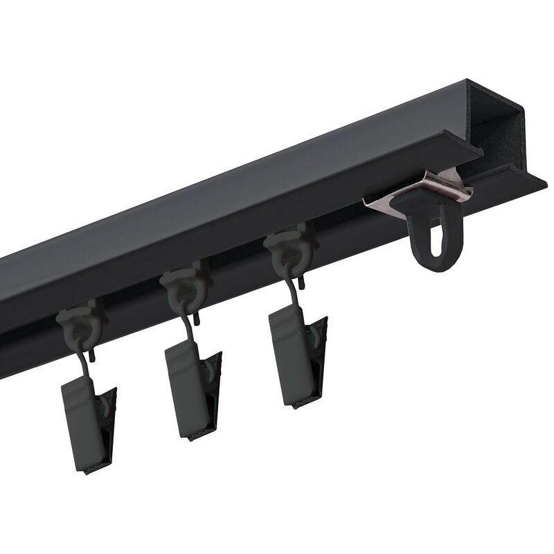 Karnisz DECASTYL MS Zero pojedynczy żabka 150 cm Czarny