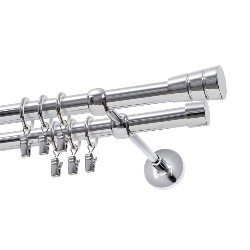 Karnisz DECASTYL Stożek podwójny z kółkami FI 19 mm 160 cm Chrom