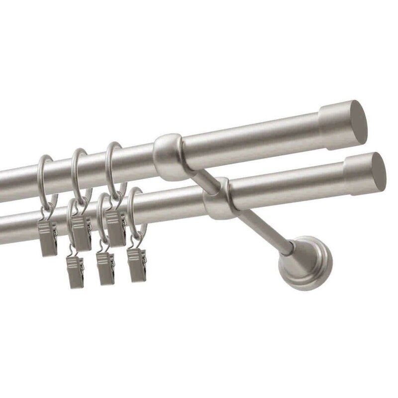 Karnisz DECASTYL Luna z kółkami Podwójny 200 cm Chrom Satyna