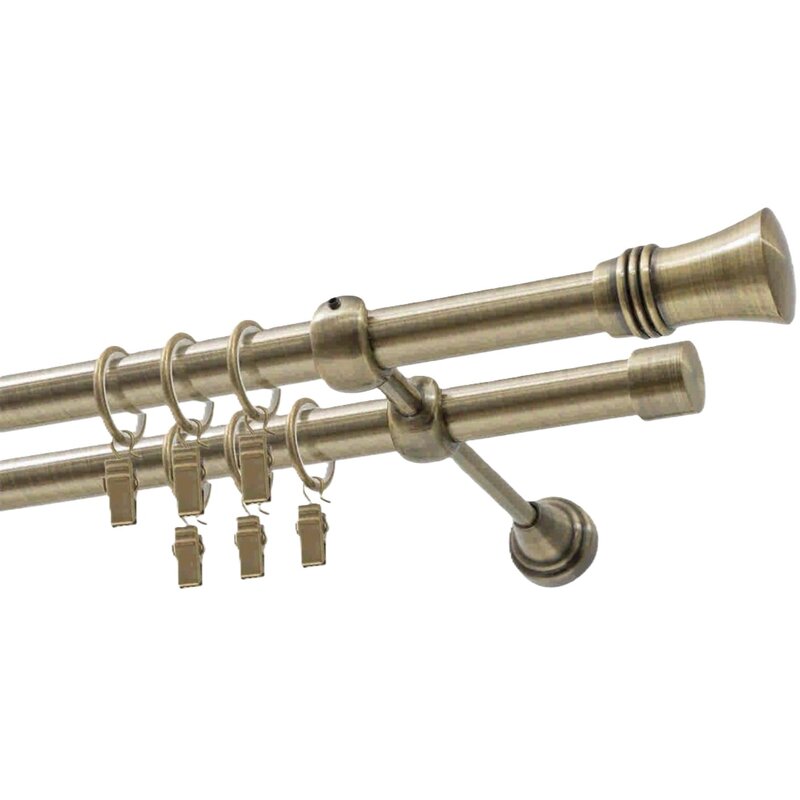 Karnisz DECASTYL Capri z kółkami podwójny 200 cm Mosiądz Antyczny