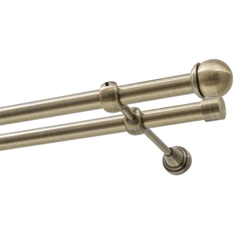 Karnisz DECASTYL Gałka Max podwójny 200 cm Mosiądz Antyczny