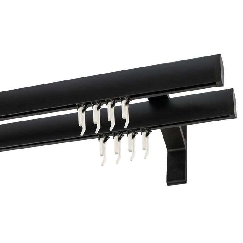 Karnisz DECASTYL Apartamentowy z agrafkami podwójny 200 cm Czarny