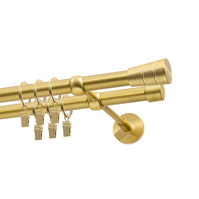 Karnisz DECASTYL Stożek podwójny z kółkami FI 19 mm 160 cm Mosiądz Satyna