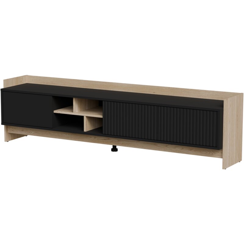 Szafka RTV PORTO 3D 190x38x50 dąb/czarny