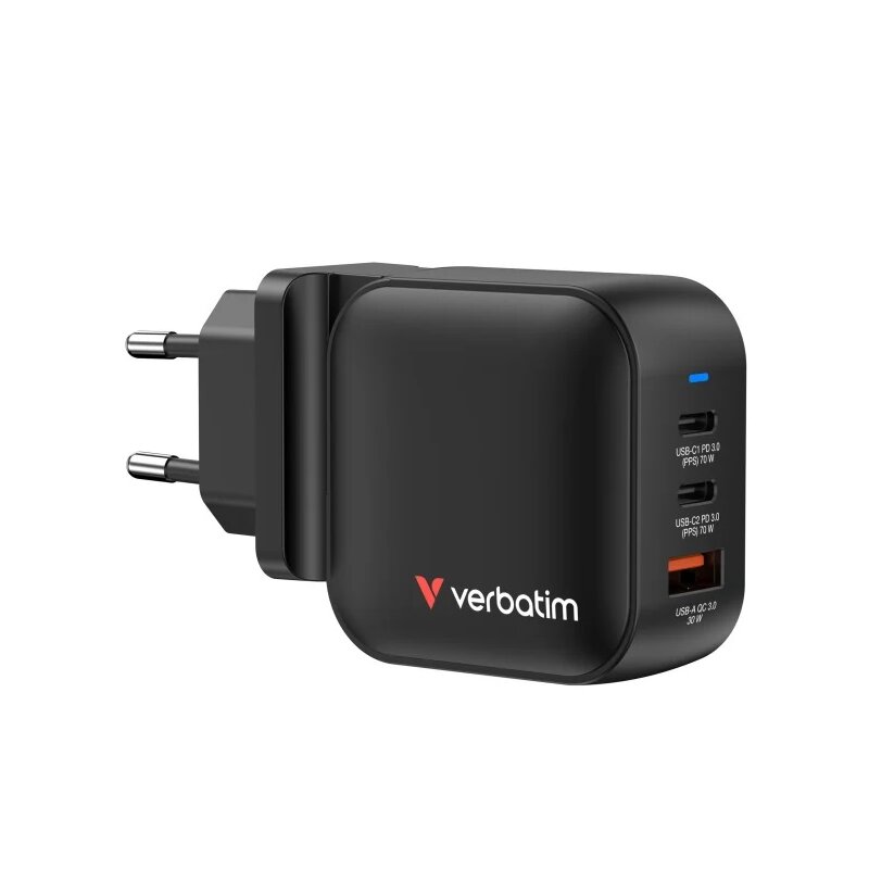 Verbatim Mini GaN Charger 70W 3 Port US/EU/UK