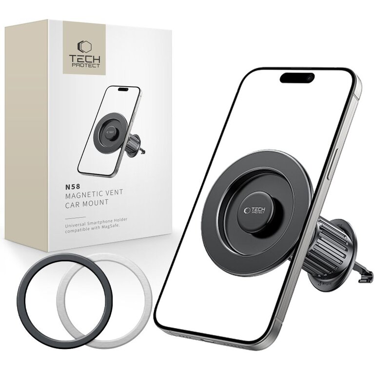 Uchwyt na telefon i smartfon TECH-PROTECT N58 Magsafe Vent Czarny uchwyt samochodowy na kratkę nawiewu