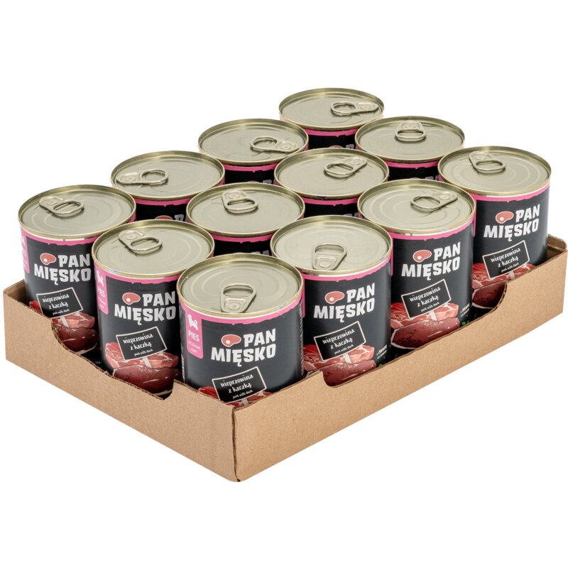 Karma dla psa PAN MIĘSKO Wieprzowina z kaczką 12 x 400 g