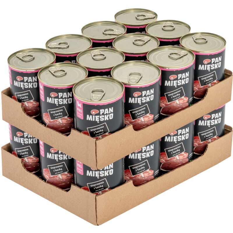 Karma dla psa PAN MIĘSKO Wieprzowina z kaczką 24 x 400 g