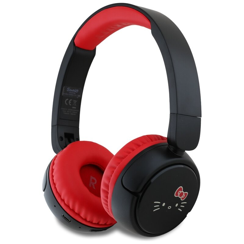 Słuchawki nauszne HELLO KITTY Face Logo Czarno-czerwony