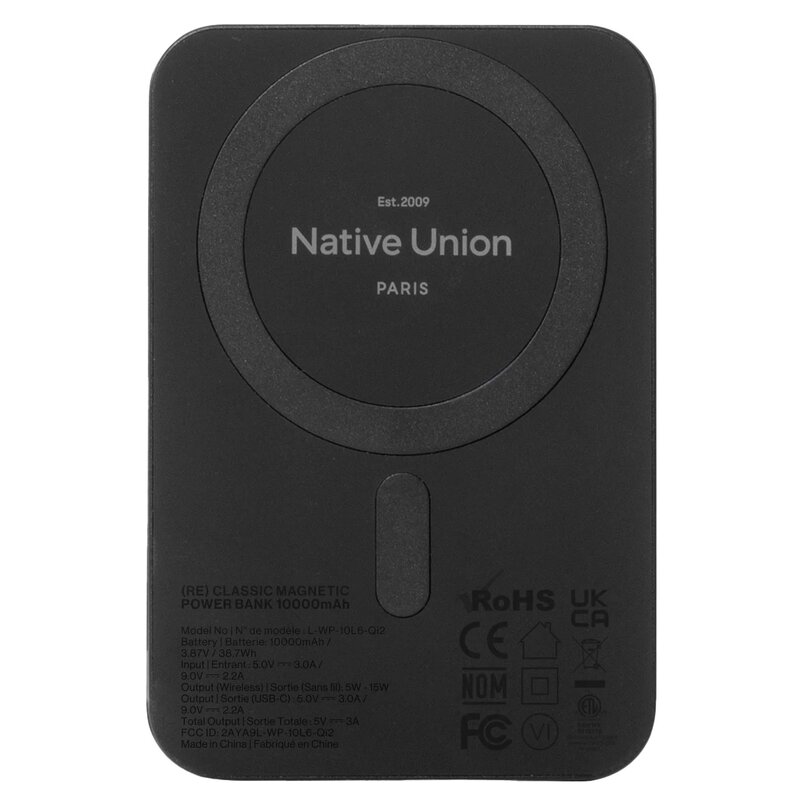 Powerbank NATIVE UNION (Re)Classic 10000 mAh 15W Czarny PB-10KMS-BLK