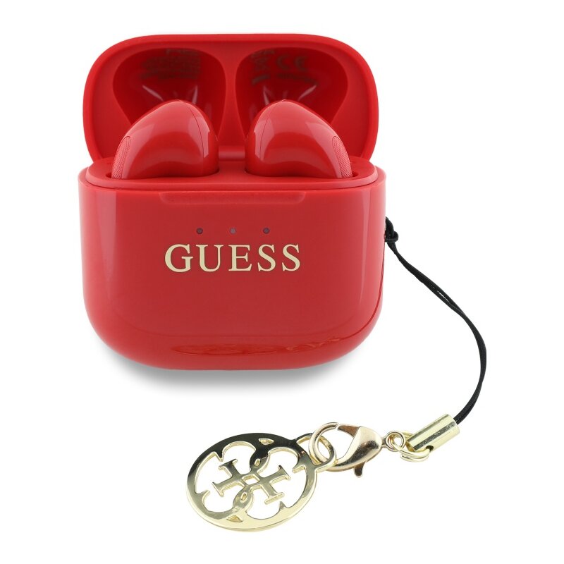 Słuchawki douszne GUESS Glossy Effect Printed Classic Logo & Charm Czerwony