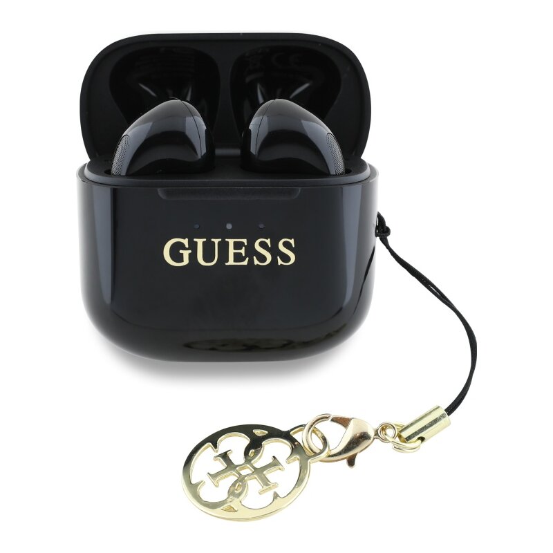 Słuchawki douszne GUESS Glossy Effect Printed Classic Logo & Charm Czarny