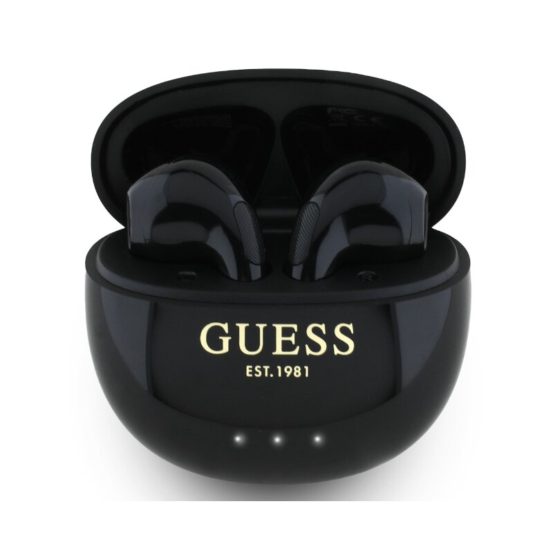 Słuchawki douszne GUESS Glossy Effect Egg Shape Printed Classic Logo Czarny