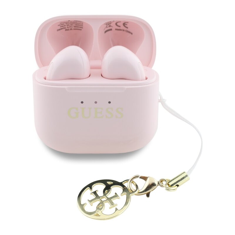 Słuchawki douszne GUESS Glossy Effect Printed Classic Logo & Charm Różowy