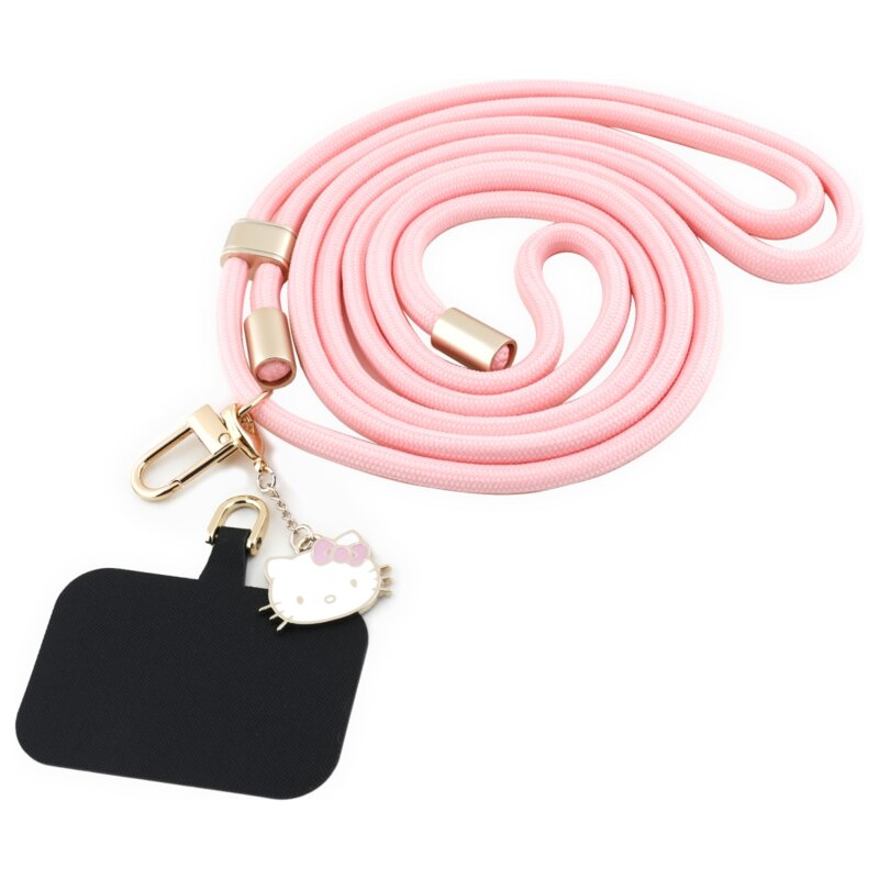 Smycz do telefonu HELLO KITTY Patch & Kitty Head Charm Różowy