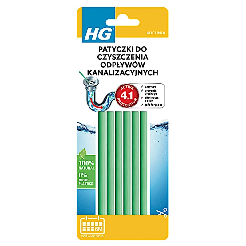 Patyczki HG 434000129 do czyszczenia odpływów kanalizacyjnych (6 sztuk)