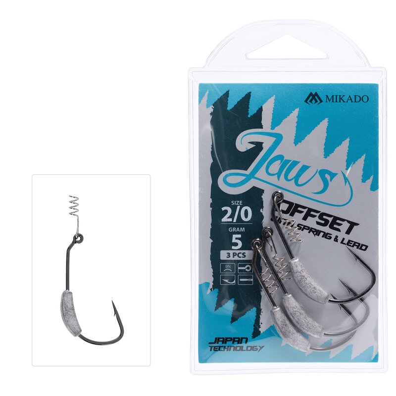Haczyk wędkarski MIKADO Jaws Offset z wkrętem i obciążeniem 10 g nr 5/0 HJA04-5/0-10.0 (3 szt)