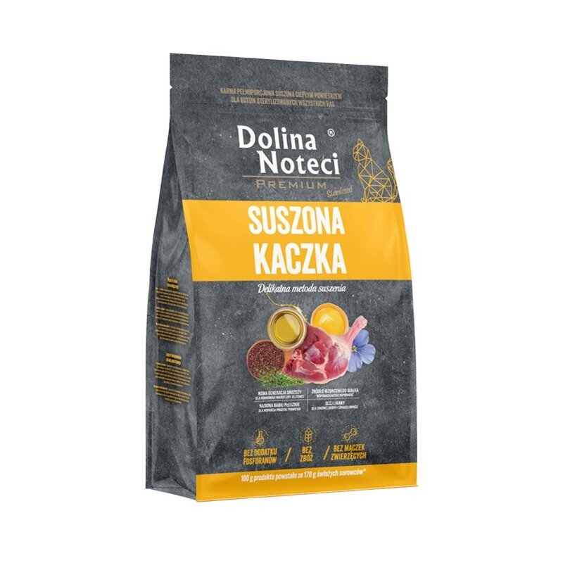 Karma dla kota suszona DOLINA NOTECI Premium Sterilised Kaczka 2 kg