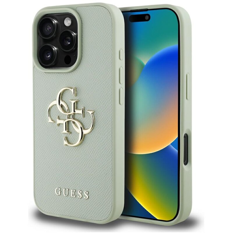 Etui GUESS Grained Big 4G Logo Small Classic Logo do Apple iPhone 16 Pro Max Zielony
