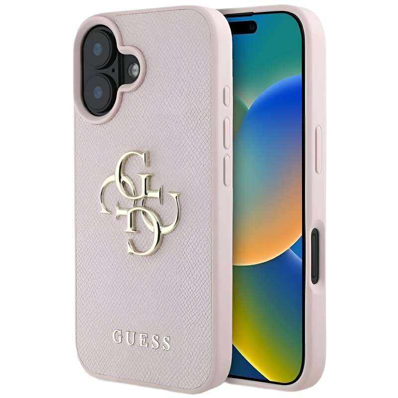 Etui GUESS Grained Big 4G Logo Small Classic Logo do Apple iPhone 16 Różowy