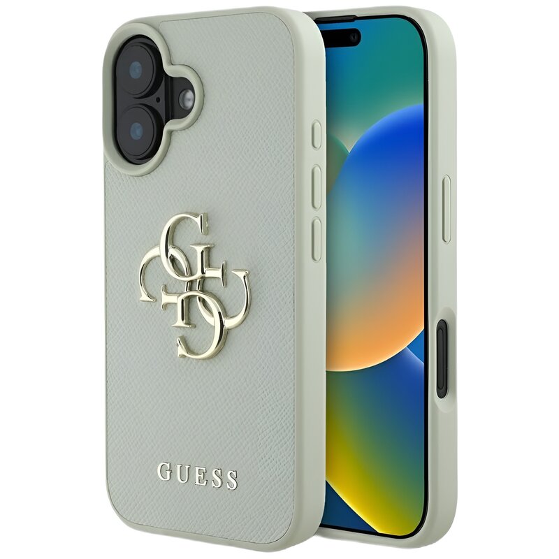 Etui GUESS Grained Big 4G Logo Small Classic Logo do Apple iPhone 16 Zielony