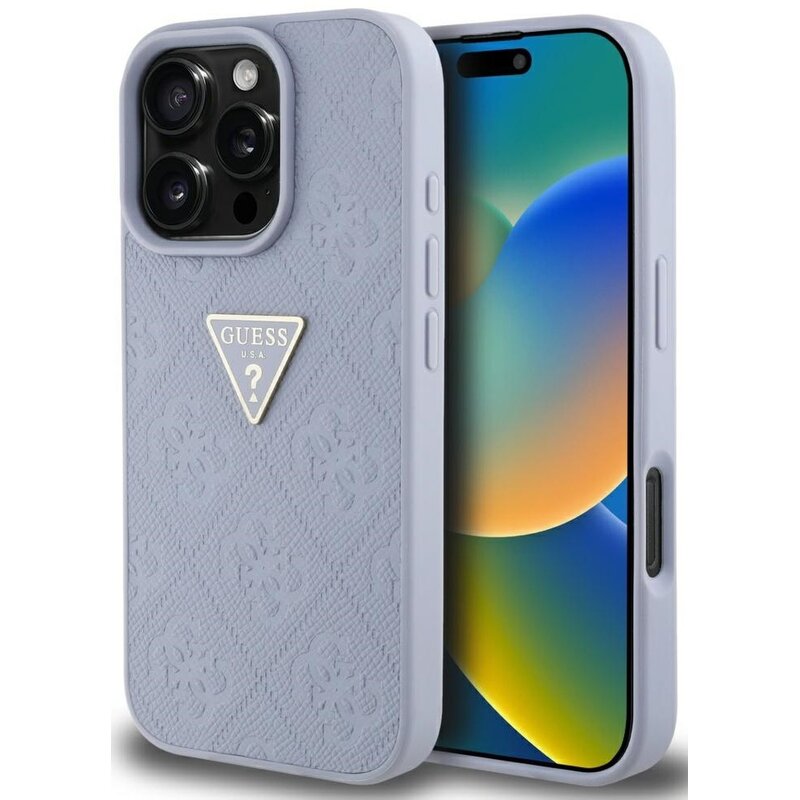 Etui GUESS Hot Stamp 4G Pattern Triangle Metal Logo do Apple iPhone 16 Pro Max Fioletowy