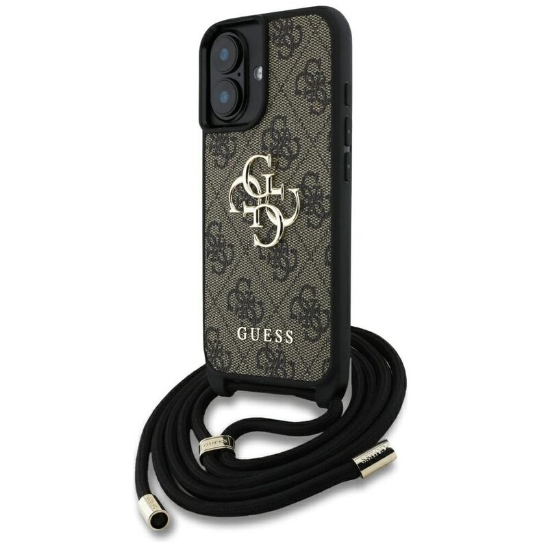 Guess 4G Big Logo Cord Stap Crossbody do iPhone 16 Plus Brązowy