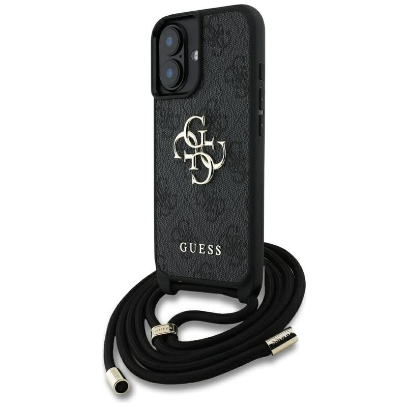 Etui GUESS 4G Big Logo Cord Stap Crossbody do Apple iPhone 16 Plus Czarny