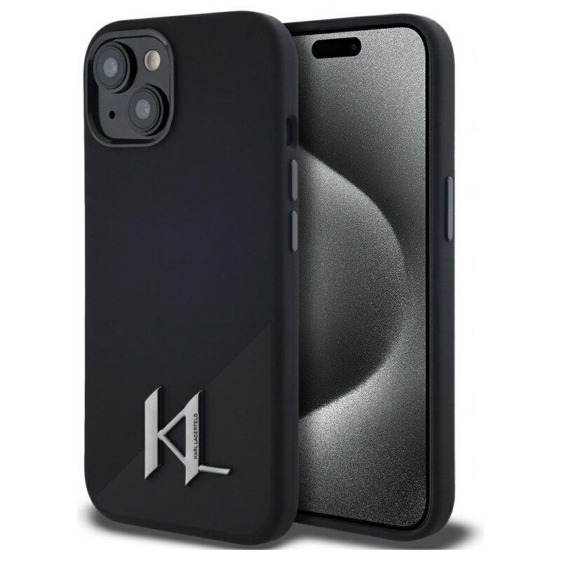 Karl Lagerfeld Silicone Shadow Metal Initial MagSafe do iPhone 15 Czarny