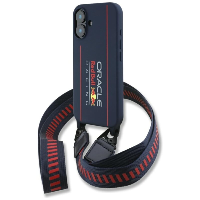 Etui RED BULL Silicone Strap and Vertical Logo MagSafe do Apple iPhone 16 Granatowy