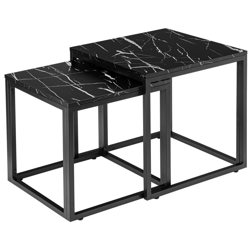 Zestaw stolików kawowych LOFTINSPIRED Praven Kwadratowy Czarny Marmur
