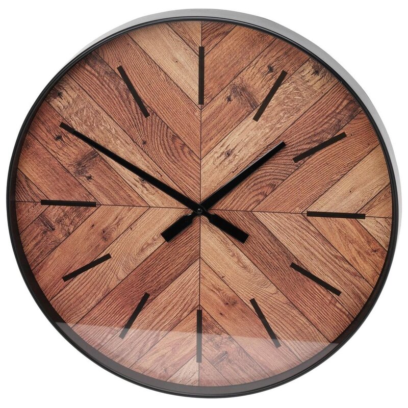 Zegar ścienny EXCELLENT HOUSEWARE Jodełka 50 cm Czarno-brązowy