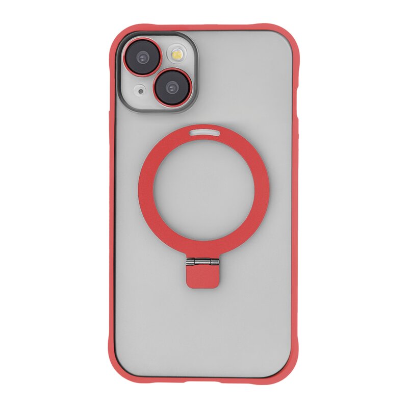 Etui TECTO SHIELD Ring Secure Mag do Apple iPhone 13 Przezroczysto-czerwony