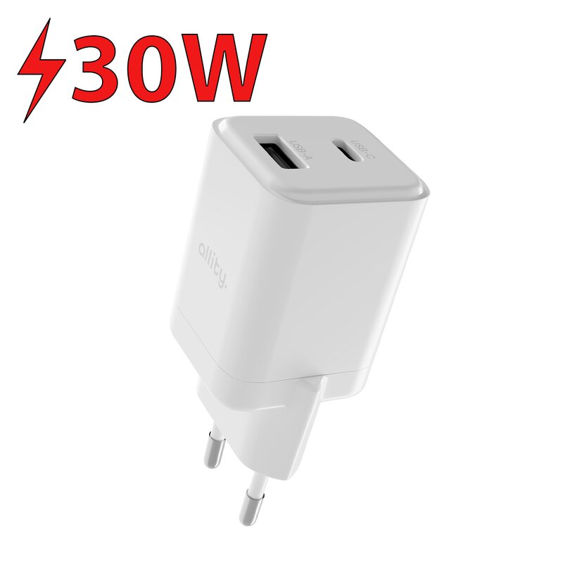 Ładowarka sieciowa ALLITY ATC-01-30WAC GaN 30W Biały ładowarka do telefonu USB, USB-C