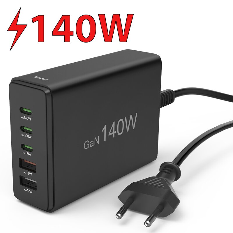 Hama 201978 140W 3x USB-C, 2x USB-A Czarny