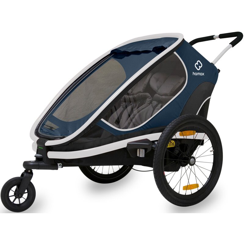 Przyczepka rowerowa HAMAX Outback Twin 40kg Pasy Niebiesko-biały