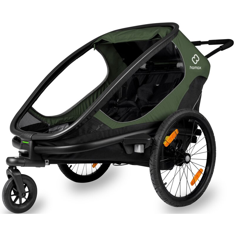 Przyczepka rowerowa HAMAX Outback Twin 40kg Pasy Zielono-czarny