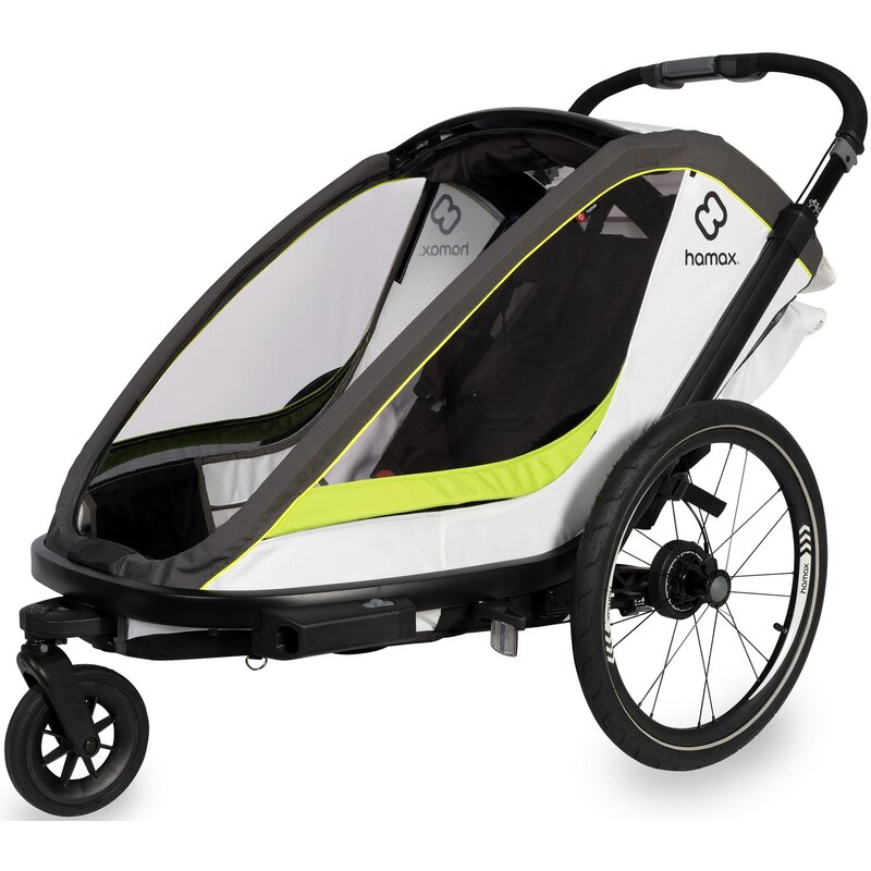 Przyczepka rowerowa HAMAX Breeze One 35kg Pasy Biało-zielony