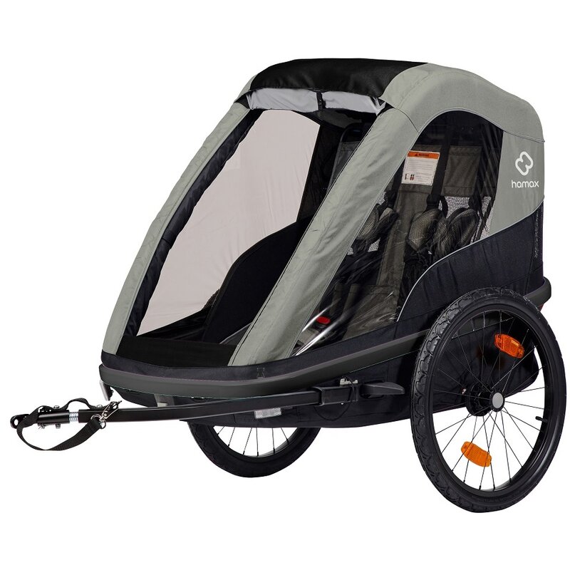 Przyczepka rowerowa HAMAX Avenida Twin 45kg Pasy Oliwkowy