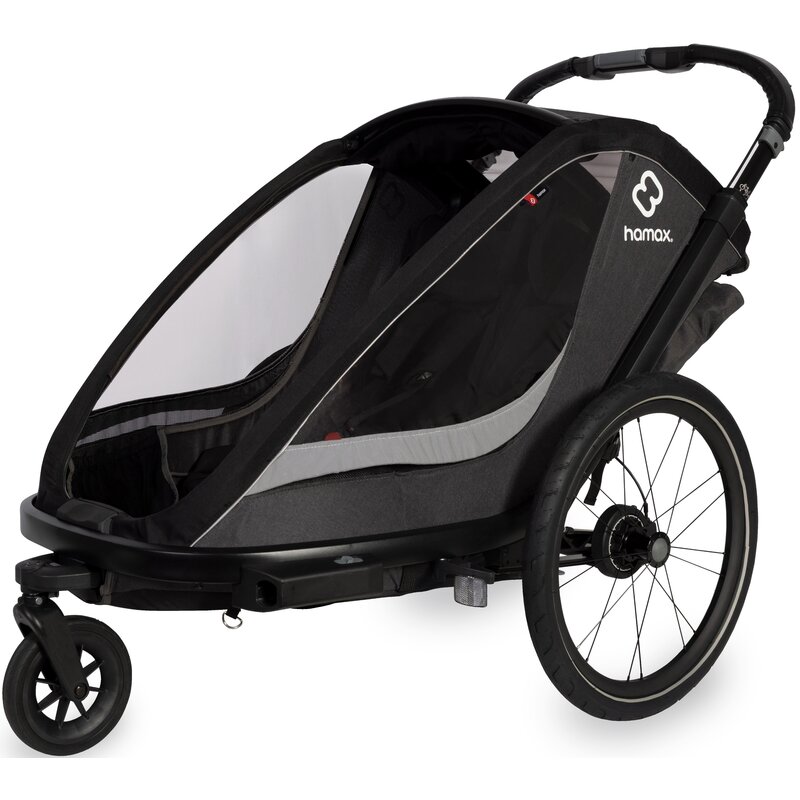 Przyczepka rowerowa HAMAX Cotoon Twin 42kg Pasy Szaro-czarny