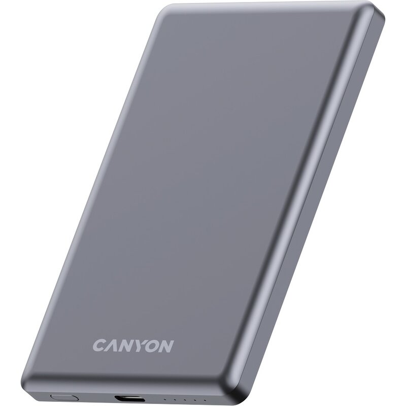 Powerbank indukcyjny CANYON OnPower 505 5000 mAh 20W Grafitowy + Kabel USB-C - USB-C