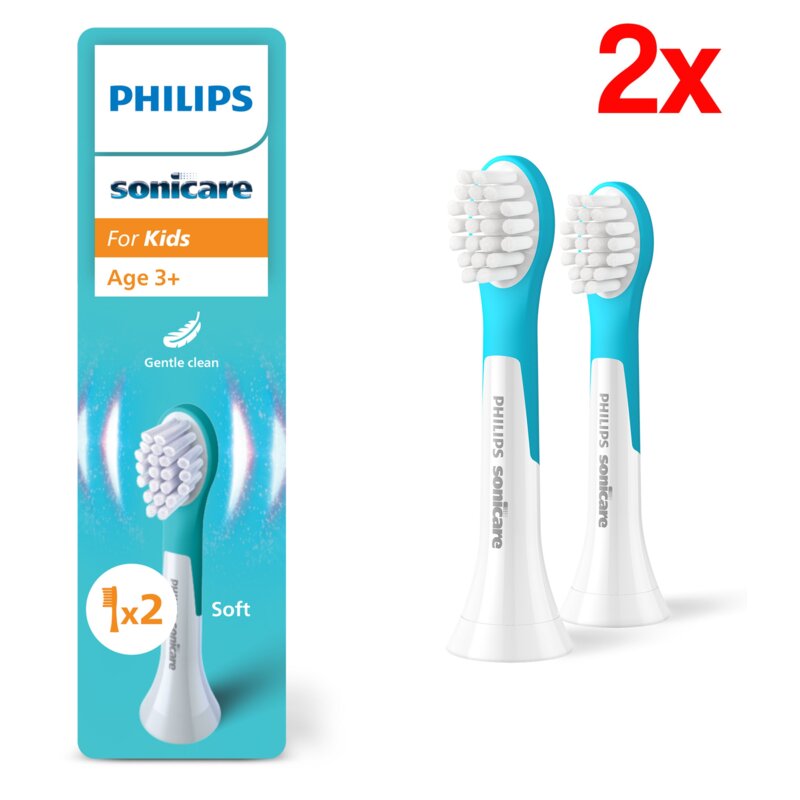 Oryginalna końcówka szczoteczki PHILIPS Sonicare for Kids HX6032/90 Miękkie włókna (2 szt.) (Dla dzieci od lat 3)