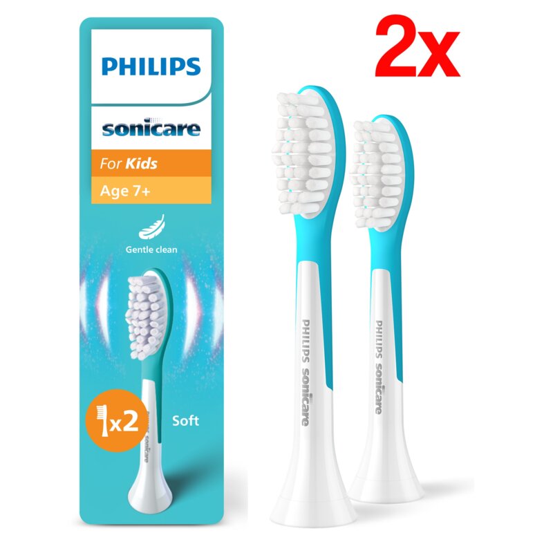 Oryginalna końcówka szczoteczki PHILIPS Sonicare for Kids HX6042/90 Miękkie włókna (2 szt.) (Dla dzieci od lat 7)