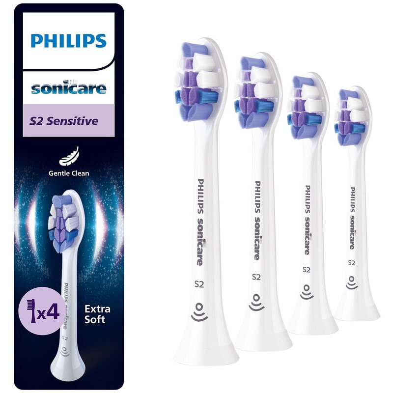 Oryginalne końcówki Philips Sonicare S2 HX6054/87 Bardzo miękkie włókna (4 szt.) (Nadwrażliwość zębów)