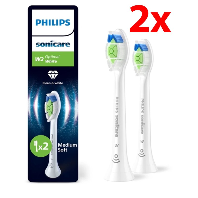 Oryginalne końcówki Philips Sonicare W2 HX6062/87 Średnio miękkie włókna (2 szt.) (Wybielające)