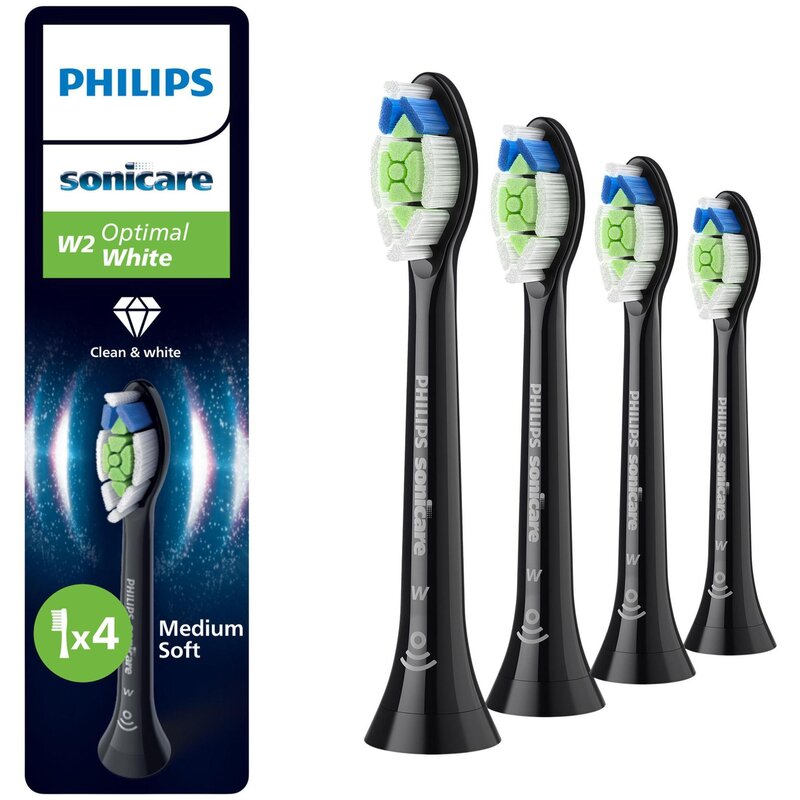 Oryginalne końcówki Philips Sonicare W2 HX6064/88 Średnio miękkie włókna (4 szt. zapas na rok) (Wybielające)