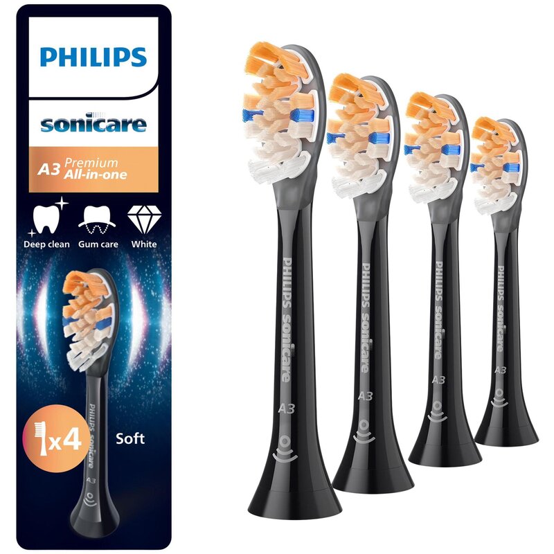 Oryginalne końcówki Philips Sonicare HX9094/88 Miękkie włókna (4 szt. zapas na rok) (Kompleksowa zaawansowana pielęgnacja)