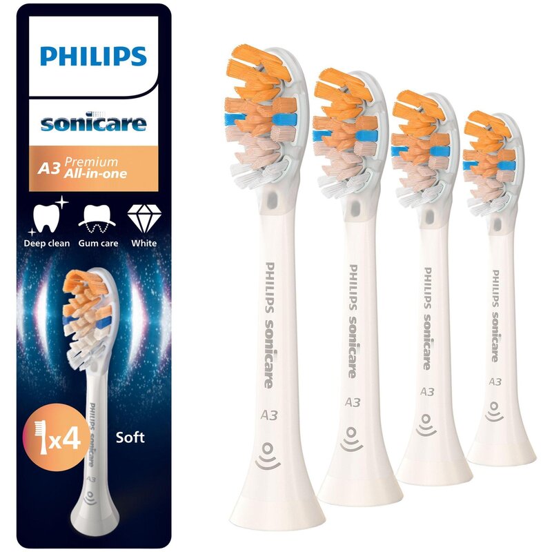 Oryginalne końcówki Philips Sonicare HX9094/87 Miękkie włókna (4 szt. zapas na rok) (Kompleksowa zaawansowana pielęgnacja)